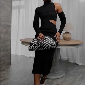 Proenza Schouler Bandage Knit Black Cutout Dress